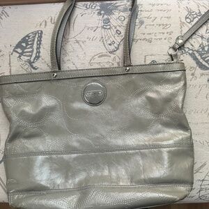 Coach Grey/Silver Hand Bag Purse